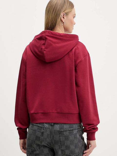 Vans bluza bawełniana damska kolor czerwony z kapturem gładka VN000P5PBRD1
