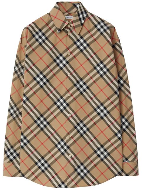 Burberry check-pattern cotton shirt - Brown - zdjęcie produktu nr 1