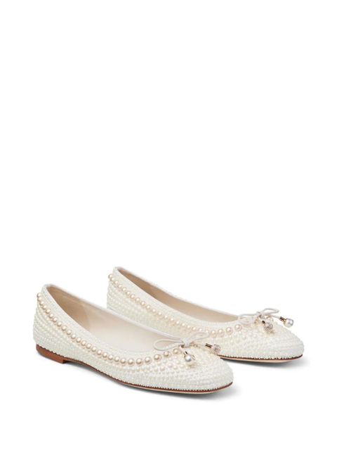 Jimmy Choo Elme pearl-embellished ballerina shoes - White - zdjęcie produktu nr 2