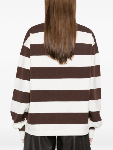 Axel Arigato Rey striped embroidered-logo polo shirt - Brown