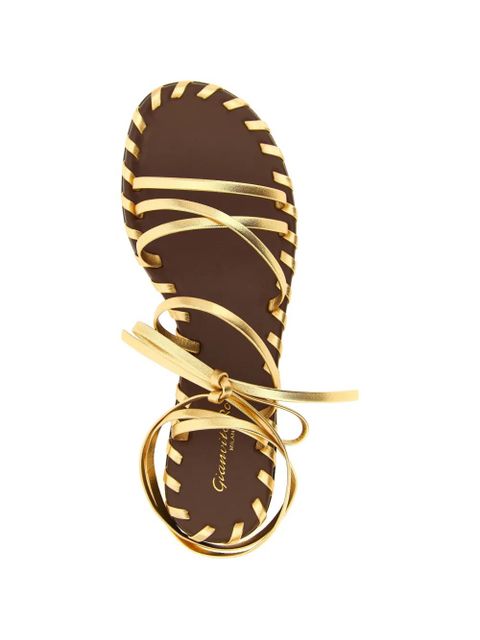 Gianvito Rossi nappa tie sandals - Gold