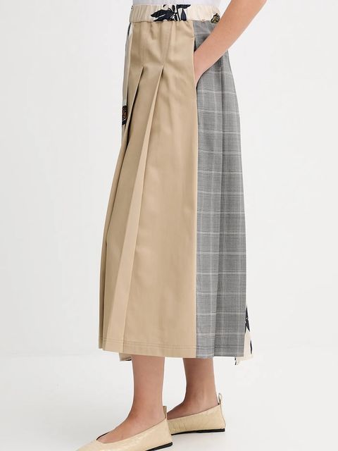 Weekend Max Mara spódnica z domieszką wełny ETRA kolor beżowy midi rozkloszowana 2525106012600