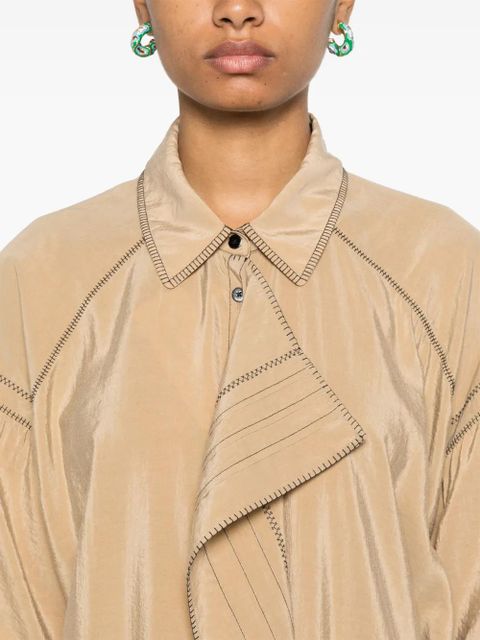 LEMAIRE embroidered asymmetrical shirt dress - Brown