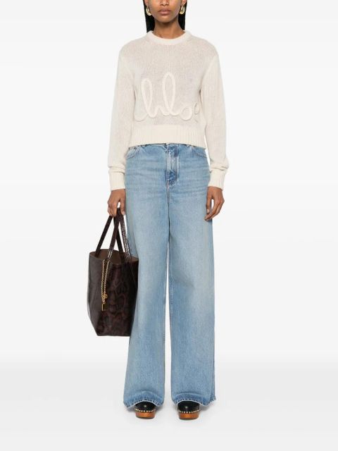 Chloé logo-patch jeans - Blue