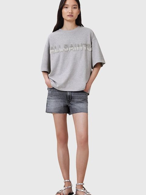 AllSaints t-shirt bawełniany AMELIE damski kolor szary W123JC