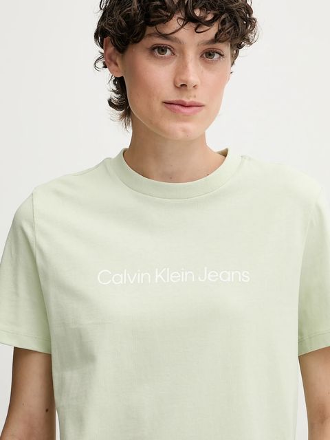Calvin Klein Jeans t-shirt bawełniany damski kolor zielony LV047C912G