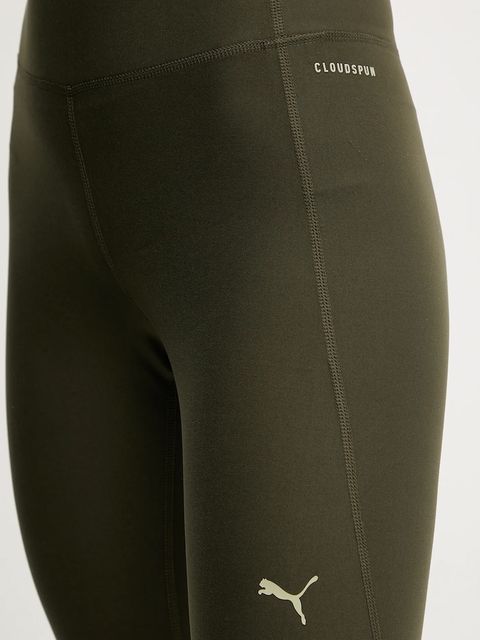 Puma legginsy treningowe kolor zielony gładkie 527452