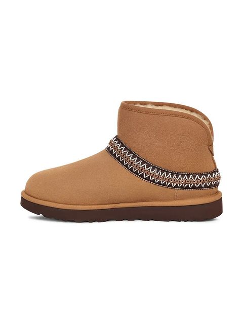 UGG śniegowce zamszowe Classic Mini Crescent kolor brązowy 1158262-CHE