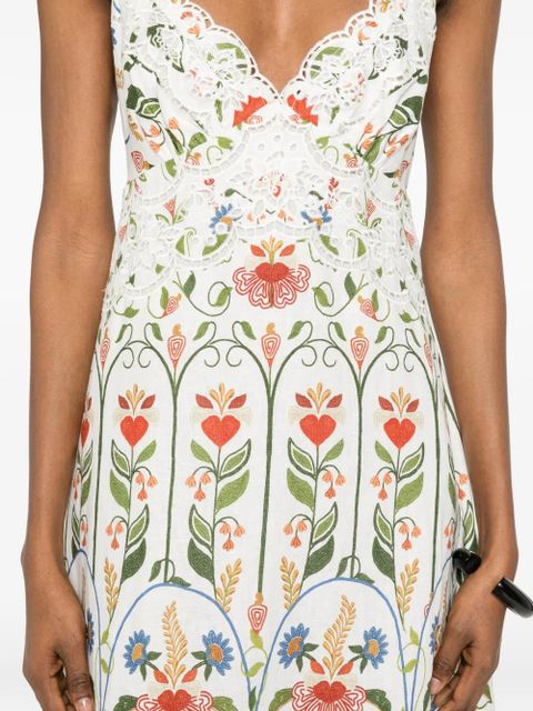 FARM Rio Stitched Garden embroidered midi dress - White