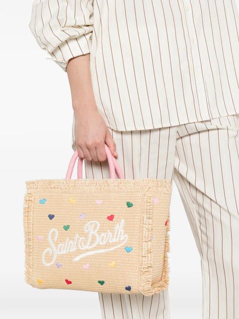 MC2 Saint Barth heart-embroidered frayed tote bag - Neutrals - zdjęcie produktu nr 2