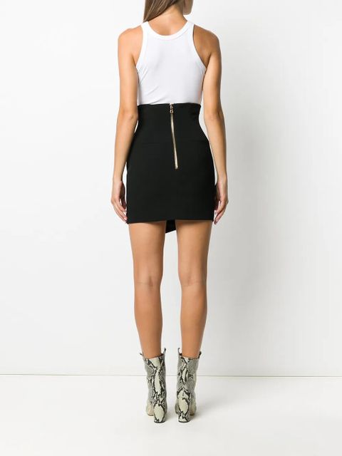 Balmain short high-waist buttoned wrap skirt - Black