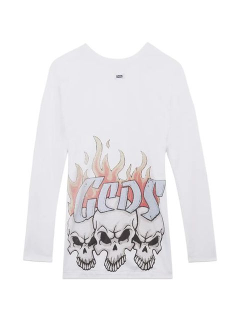 GCDS long-sleeve graphic-print mini dress - White - zdjęcie produktu nr 1