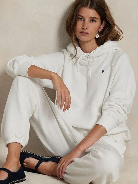 Polo Ralph Lauren bluza damska kolor biały z kapturem melanżowa 211971691