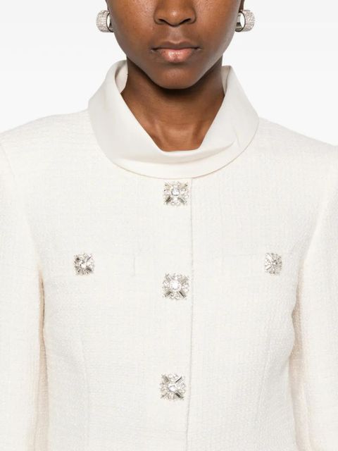 Self-Portrait bouclé collared mini dress - Neutrals