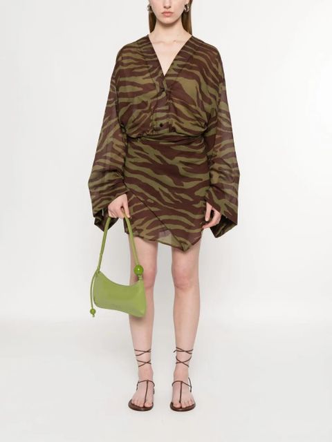 The Attico zebra-print mini dress - Brown