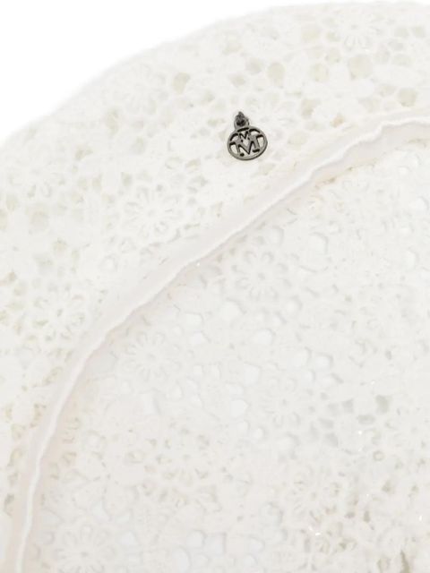 Maison Michel logo-plaque lace beret - White