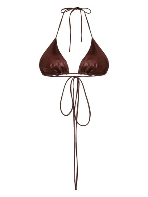 Magda Butrym floral triangle bikini top - Brown