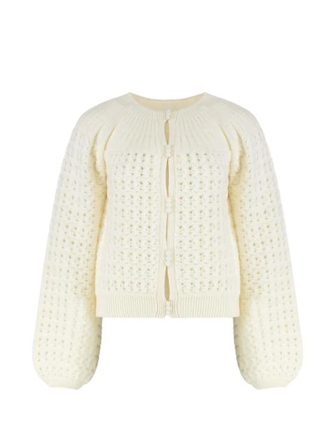 Chloé balloon-sleeves open-knit cardigan - Neutrals - zdjęcie produktu nr 1