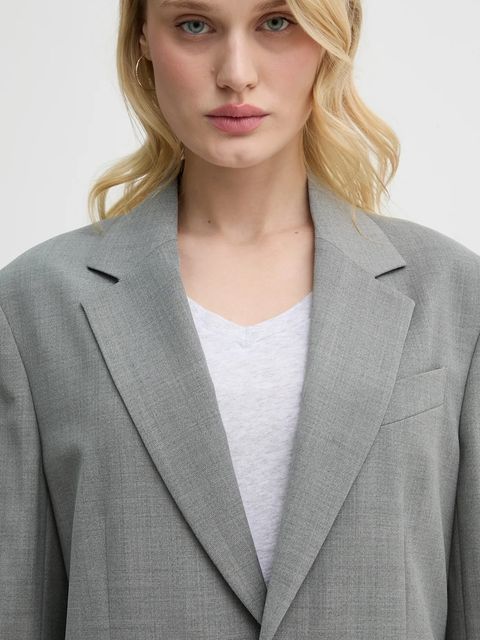 Filippa K marynarka wełniana kolor szary jednorzędowa gładka 29585