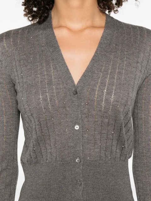 Max Mara ribbed embellished cardigan - Grey