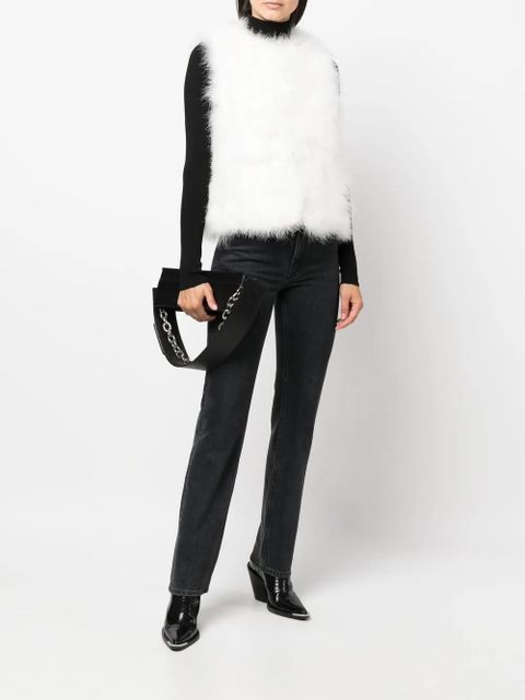 Yves Salomon silk feathered-finish waistcoat - White