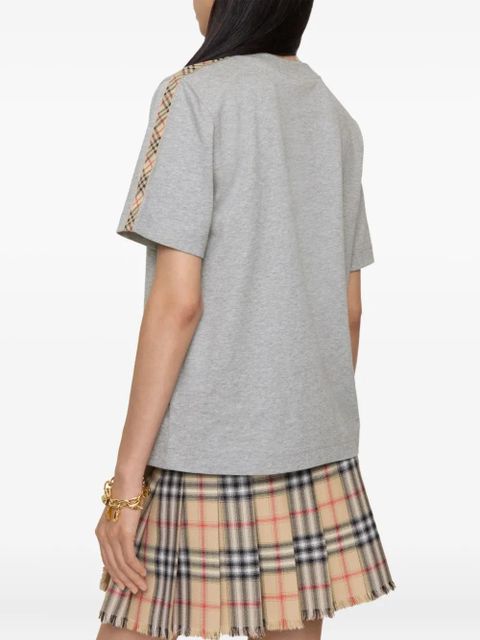 Burberry check-trimmed cotton T-shirt - Grey