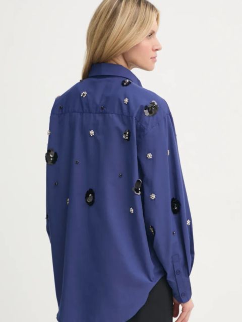 Bruuns Bazaar koszula damska kolor granatowy regular z kołnierzykiem klasycznym BBW4201