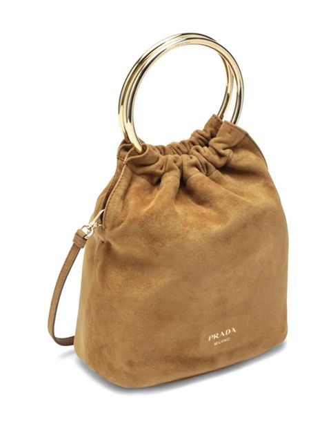 Prada ring-handle bucket bag - Brown