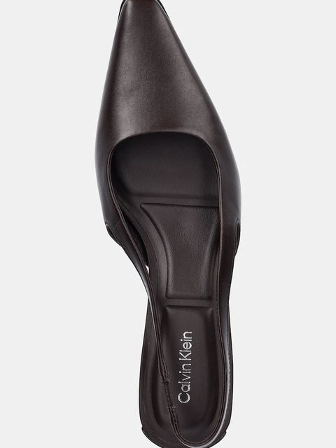 Calvin Klein czółenka skórzane SET BACK HEEL PUMP SLINGBACK LTH kolor bordowy na słupku HW0HW02848