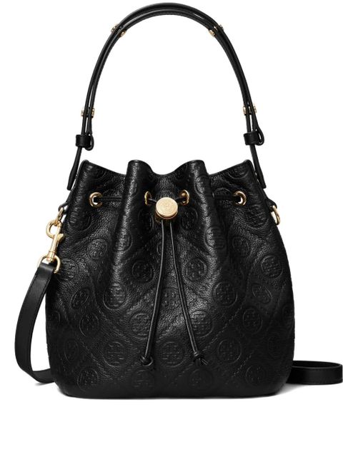 Tory Burch T-Monogram textured bucket bag - Black - zdjęcie produktu nr 1