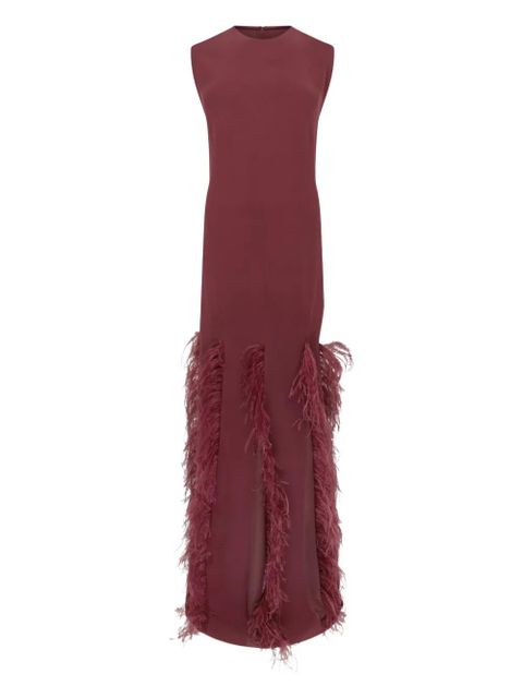 16Arlington Lett feather-trim maxi dress - Red - zdjęcie produktu nr 1
