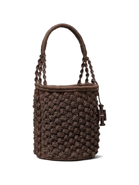 Tory Burch Ella hand-crocheted popcorn bucket bag - Brown - zdjęcie produktu nr 2