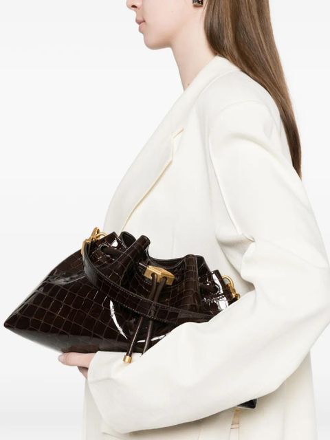 Jimmy Choo croc-effect drawstring leather tote bag - Brown - zdjęcie produktu nr 2