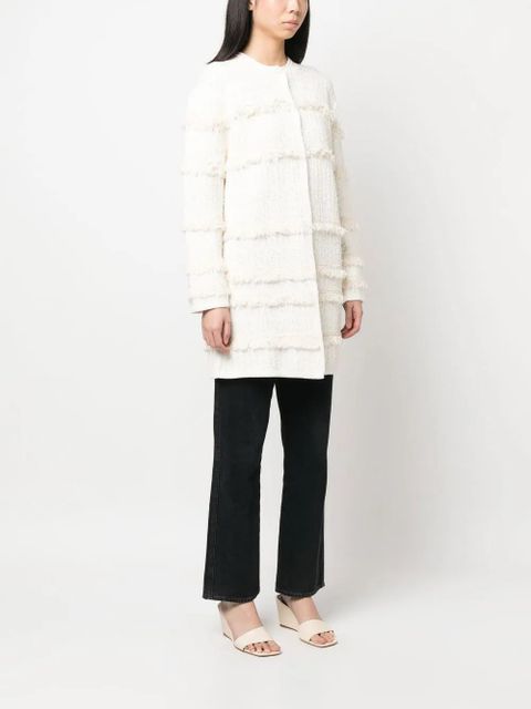 TWINSET fringe-detail long-sleeve cardi-coat - Neutrals