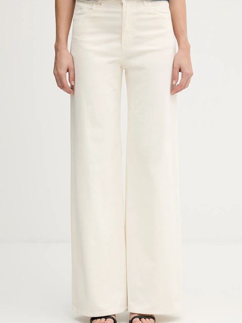 United Colors of Benetton spodnie damskie kolor beżowy szerokie high waist 41ULDE029 - zdjęcie produktu nr 1