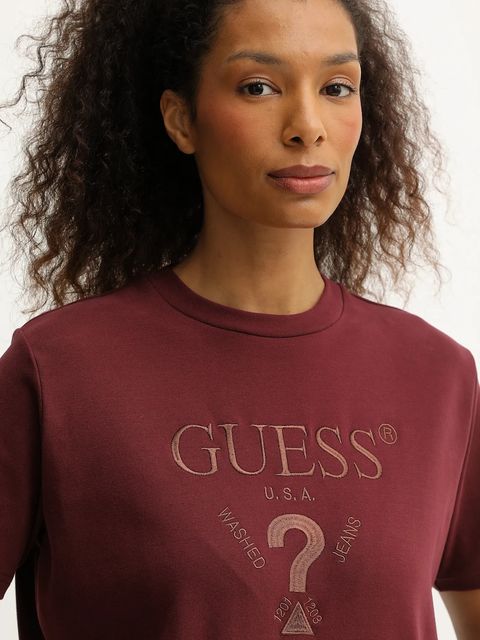 Guess t-shirt FABIA damski kolor bordowy V5BI01 K1891