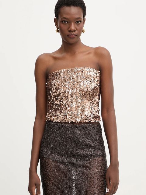 Haveone bluzka damska kolor brązowy gładka RMA-P054 - zdjęcie produktu nr 1