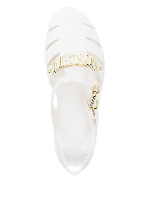 Moschino logo lettering sandals - White