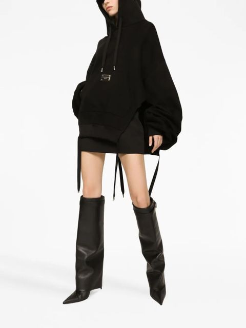 Dolce & Gabbana logo-plaque oversized jersey hoodie - Black