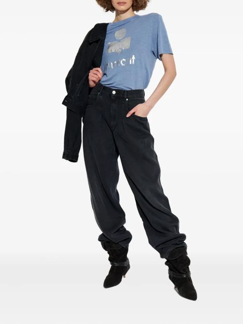 MARANT ÉTOILE metallic-logo linen t-shirt - Blue - zdjęcie produktu nr 2