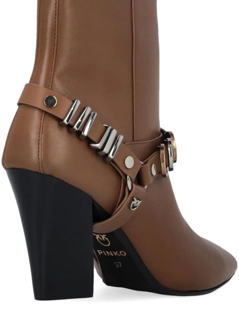 PINKO 85mm leather boots - Brown
