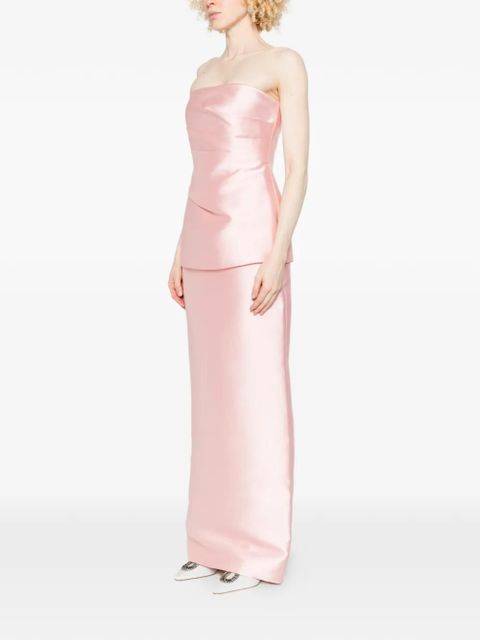 Solace London Lucille draped strapless maxi dress - Pink