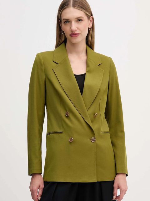 United Colors of Benetton marynarka z domieszką wełny kolor zielony dwurzędowa gładka 2YVXDW03A - zdjęcie produktu nr 1