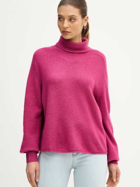 United Colors of Benetton sweter damski kolor fioletowy lekki z golfem 11CZD204F - zdjęcie produktu nr 1