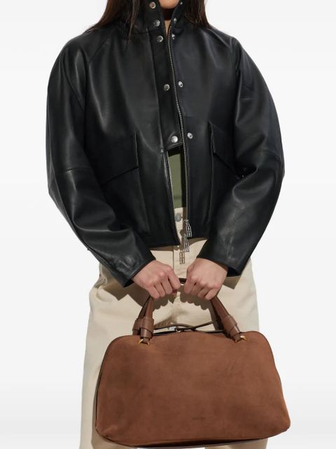 NEOUS handle suede tote bag - Brown