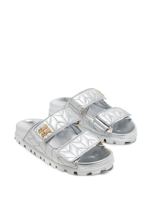 Miu Miu matelassé-effect sandals - Silver - zdjęcie produktu nr 2