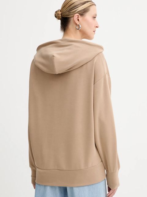 BOSS Orange bluza damska kolor beżowy z kapturem gładka 50551451