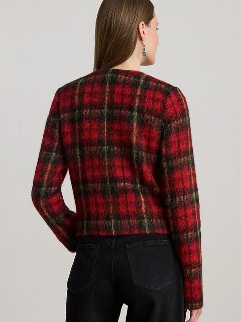 Lauren Ralph Lauren marynarka z domieszką wełny kolor czerwony jednorzędowa wzorzysta 200P02014 - zdjęcie produktu nr 2