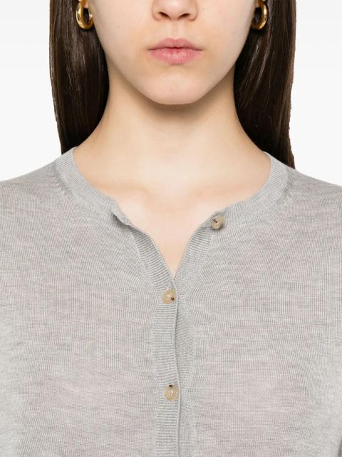 TOTEME fine-knit cardigan - GREY MELANGE 074 - zdjęcie produktu nr 2