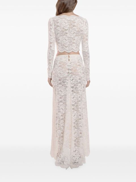 Rabanne floral-lace sheer skirt - White